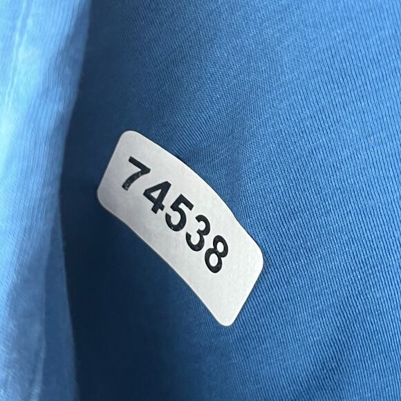 EILEEN FISHER Top S Organic Cotton Jersey Shirt Button Up Roll Tab Sleeve Blue - Picture 16 of 16